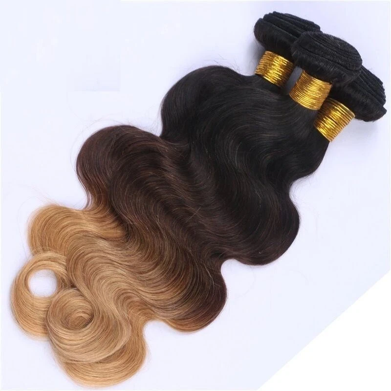 Luxury Brazilian Three Tone Blonde Body Wave Ombre Hair Extensions + Frontal - Image 4
