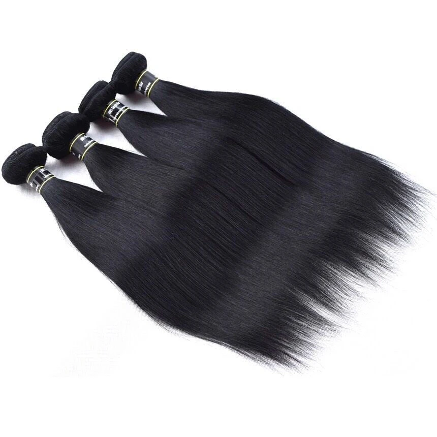 Luxury Jet Black #1 Silky Straight Peruvian Virgin Human Hair Extensions Weave - Image 2