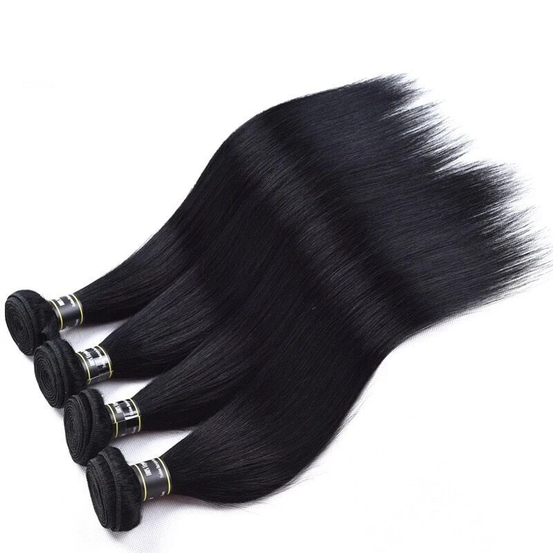 Luxury Jet Black #1 Silky Straight Peruvian Virgin Human Hair Extensions Weave - Image 3