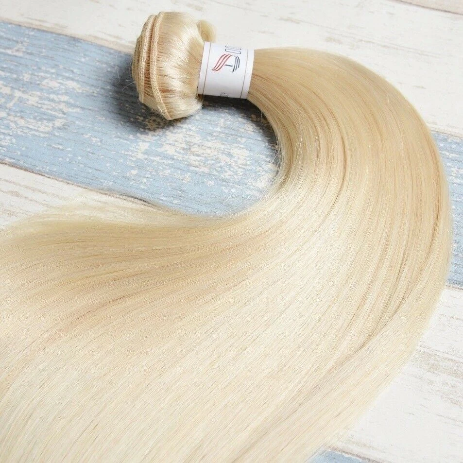 Luxury Russian #613 Bleach Blonde Body Wave Human Hair Extensions 10A Straight - Image 3