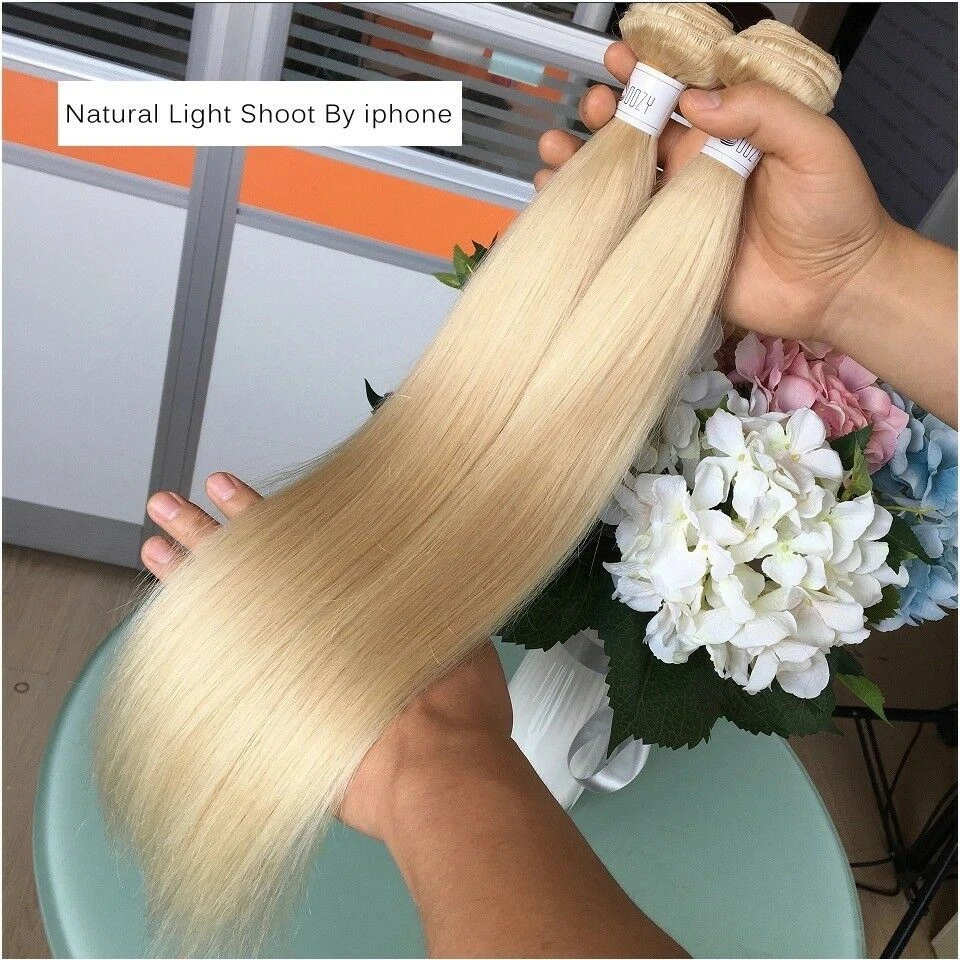 Luxury Russian #613 Bleach Blonde Body Wave Human Hair Extensions 10A Straight - Image 4