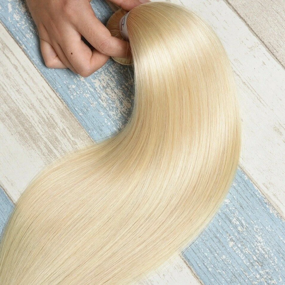 Luxury Russian #613 Bleach Blonde Body Wave Human Hair Extensions 10A Straight - Image 5