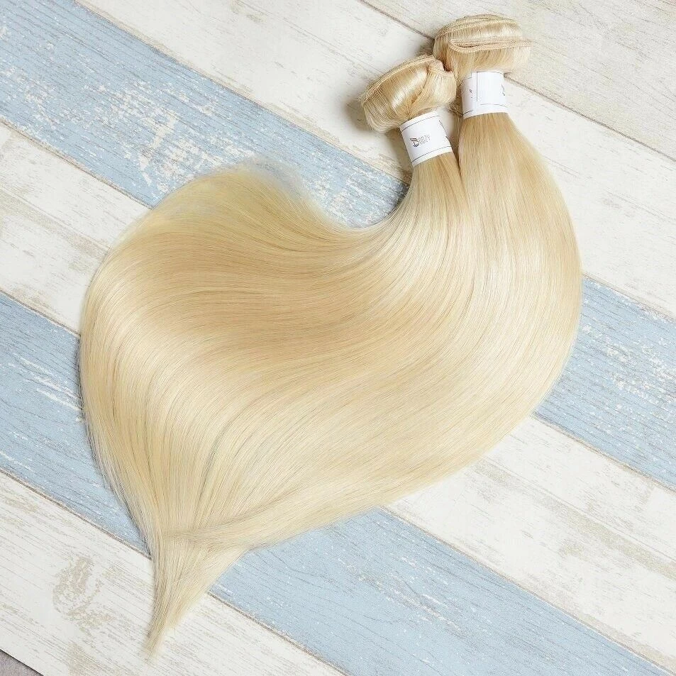 Luxury Russian #613 Bleach Blonde Body Wave Human Hair Extensions 10A Straight - Image 6