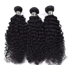 Luxury Jet Black #1 Kinky Curly Peruvian Virgin Human Hair Extensions Weave