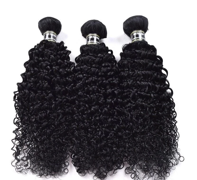 Luxury Jet Black #1 Kinky Curly Peruvian Virgin Human Hair Extensions Weave