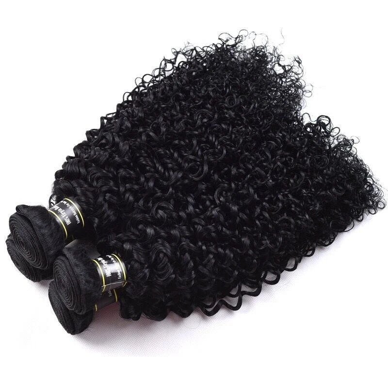 Luxury Jet Black #1 Kinky Curly Peruvian Virgin Human Hair Extensions Weave - Image 2
