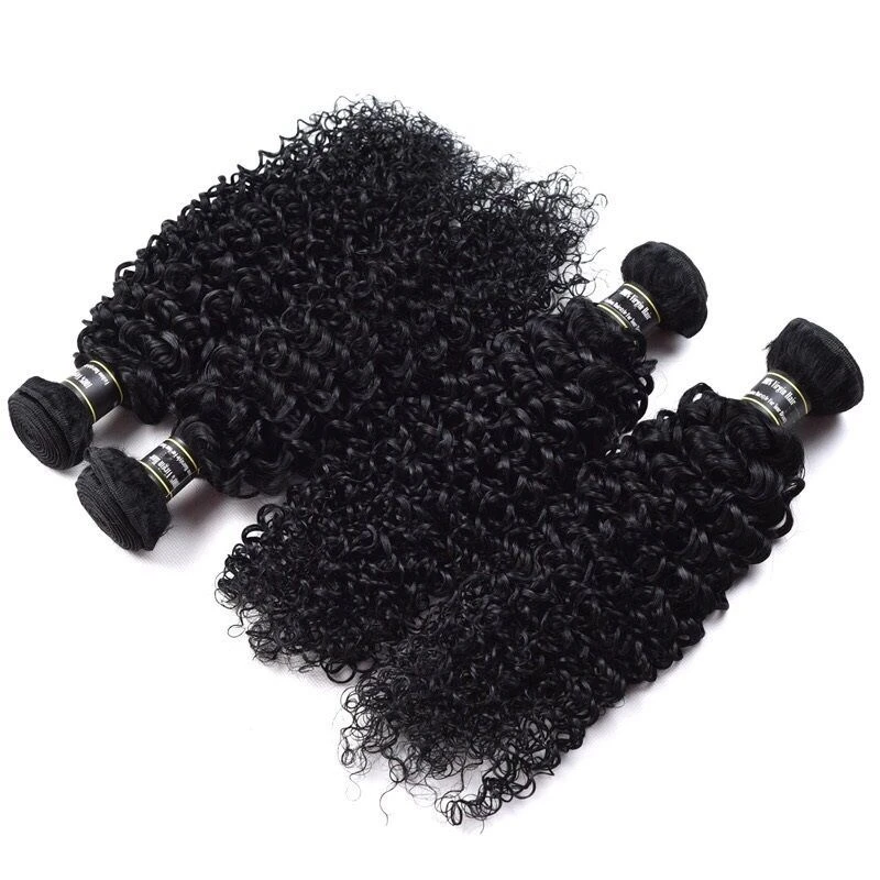 Luxury Jet Black #1 Kinky Curly Peruvian Virgin Human Hair Extensions Weave - Image 3
