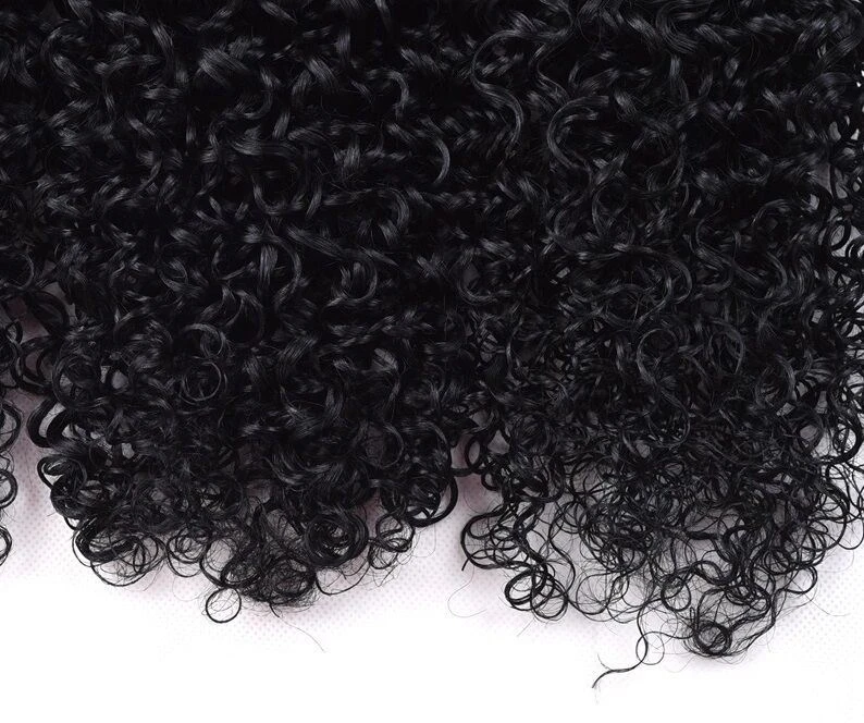 Luxury Jet Black #1 Kinky Curly Peruvian Virgin Human Hair Extensions Weave - Image 8