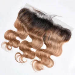 Luxury Body Wave Peruvian Honey Blonde #27 Dark Roots 13x4 Lace Frontal 13x4 10A