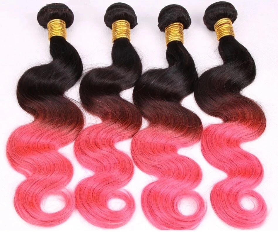 Luxury Peruvian Pink Ombre Body Wave Virgin Human Hair Extensions