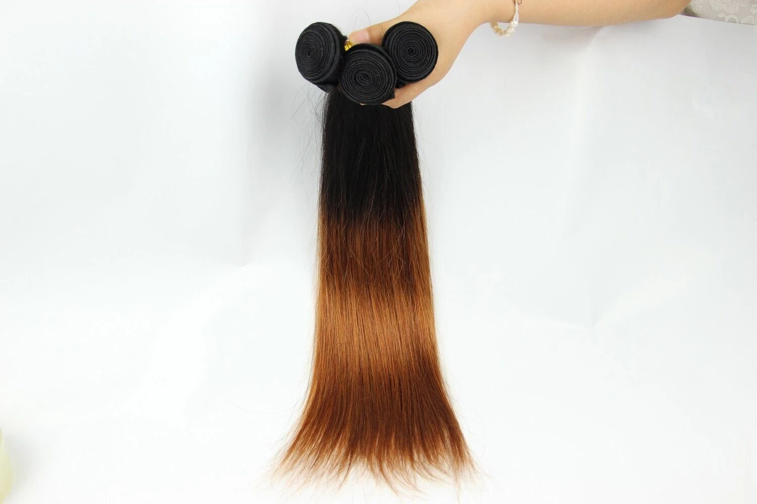 Luxury Silky Straight Brazilian Auburn #30 Ombre Virgin Human Hair Extensions - Image 3