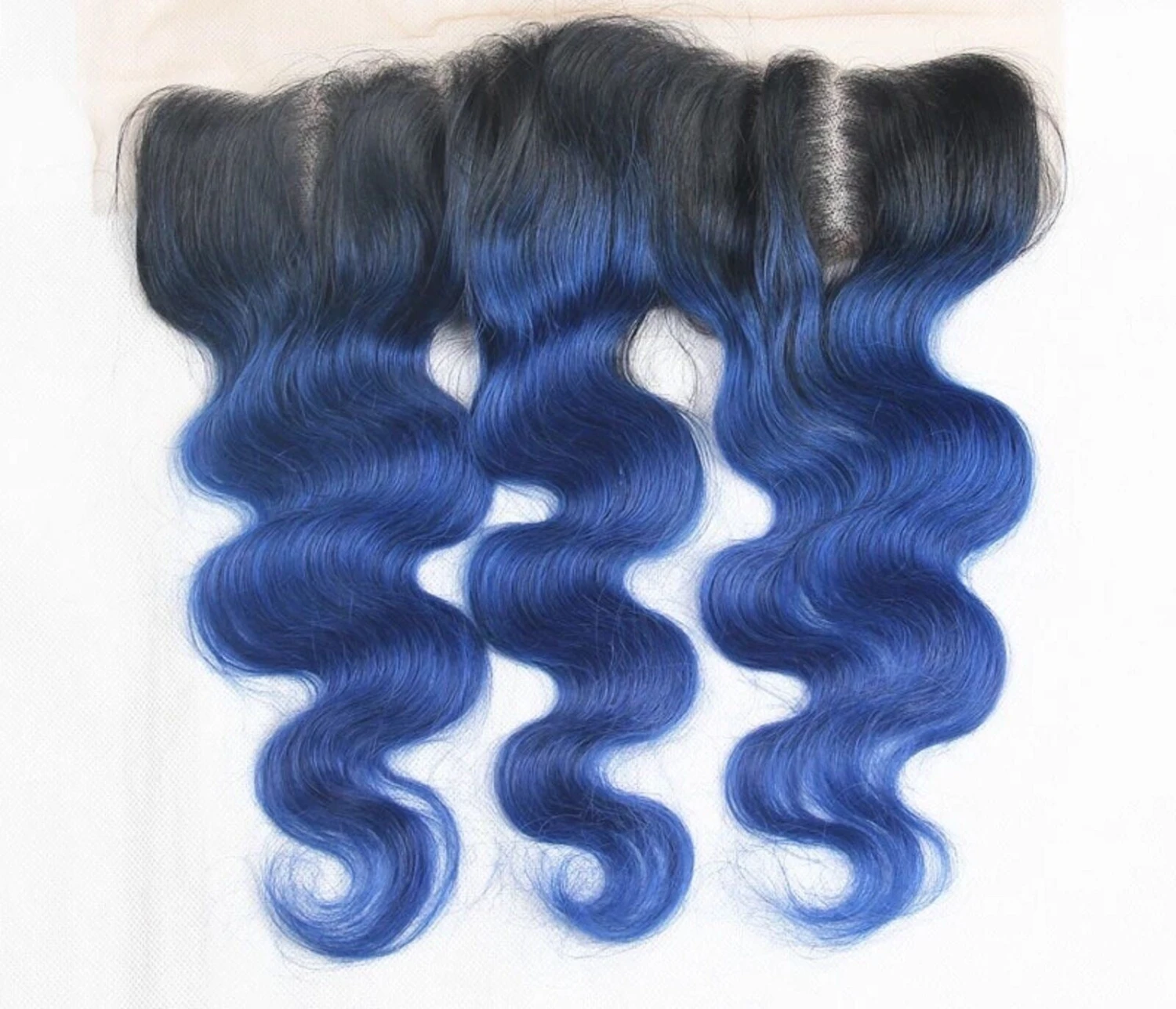 Luxury Brazilian Body Wave Royal Blue Dark Roots Hair Extensions + 13x4 Frontal - Image 5