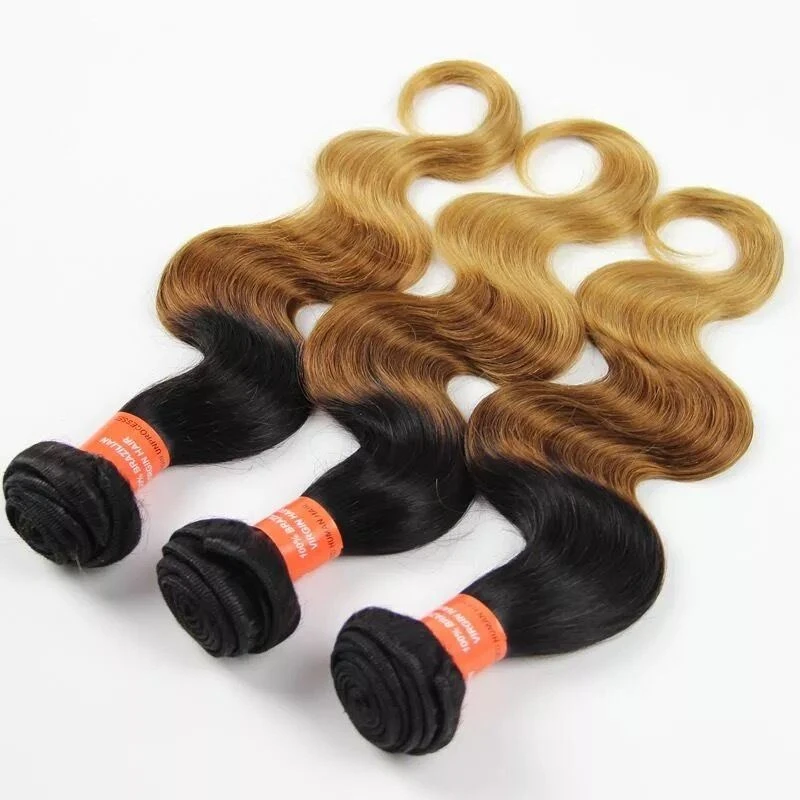 Luxury Brazilian Blonde #1B/4/27 Ombre Body Wave Virgin Human Hair Extensions - Image 3