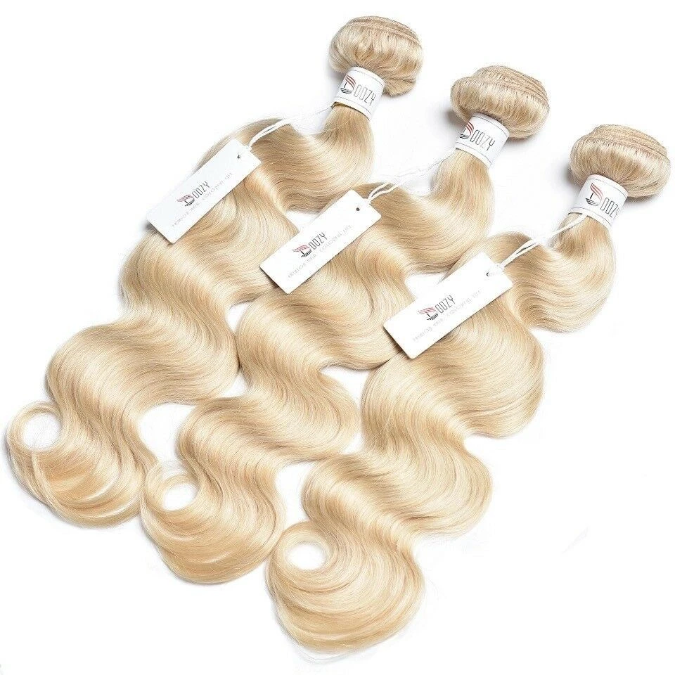 Luxury Russian #613 Bleach Blonde Body Wave Human Hair Extensions 10A Wavy - Image 2