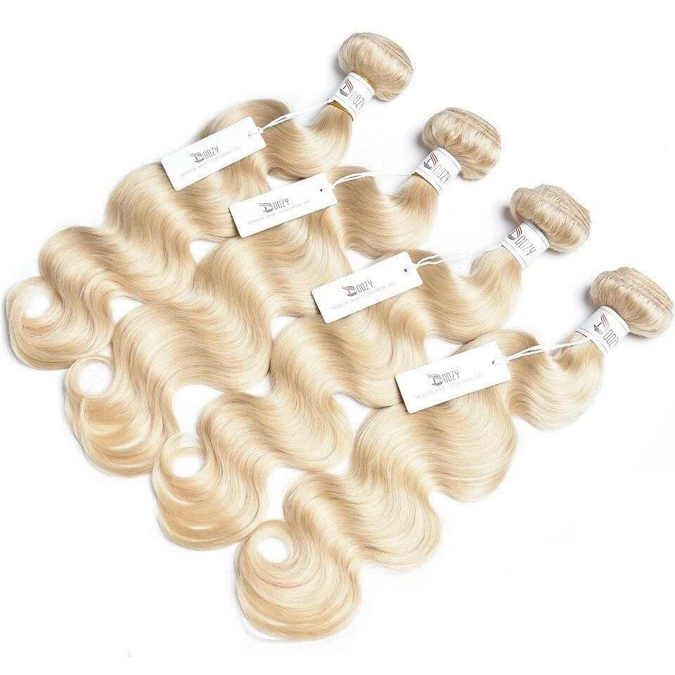 Luxury Russian #613 Bleach Blonde Body Wave Human Hair Extensions 10A Wavy - Image 3