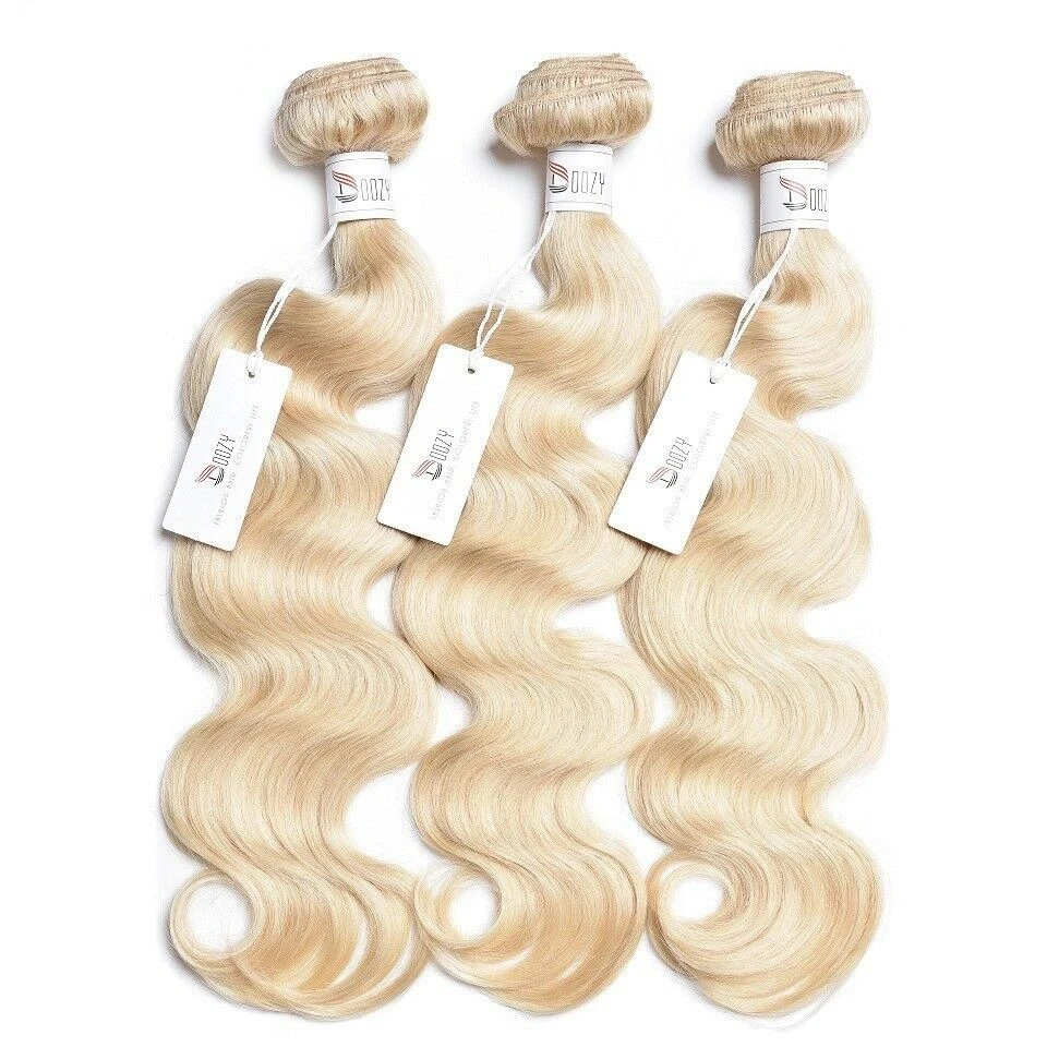 Luxury Russian #613 Bleach Blonde Body Wave Human Hair Extensions 10A Wavy - Image 6