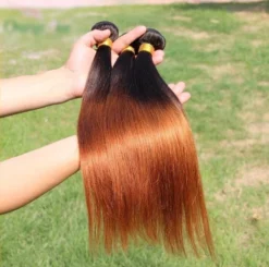 Luxury Silky Straight Peruvian Auburn #30 Ombre Virgin Human Hair Extensions