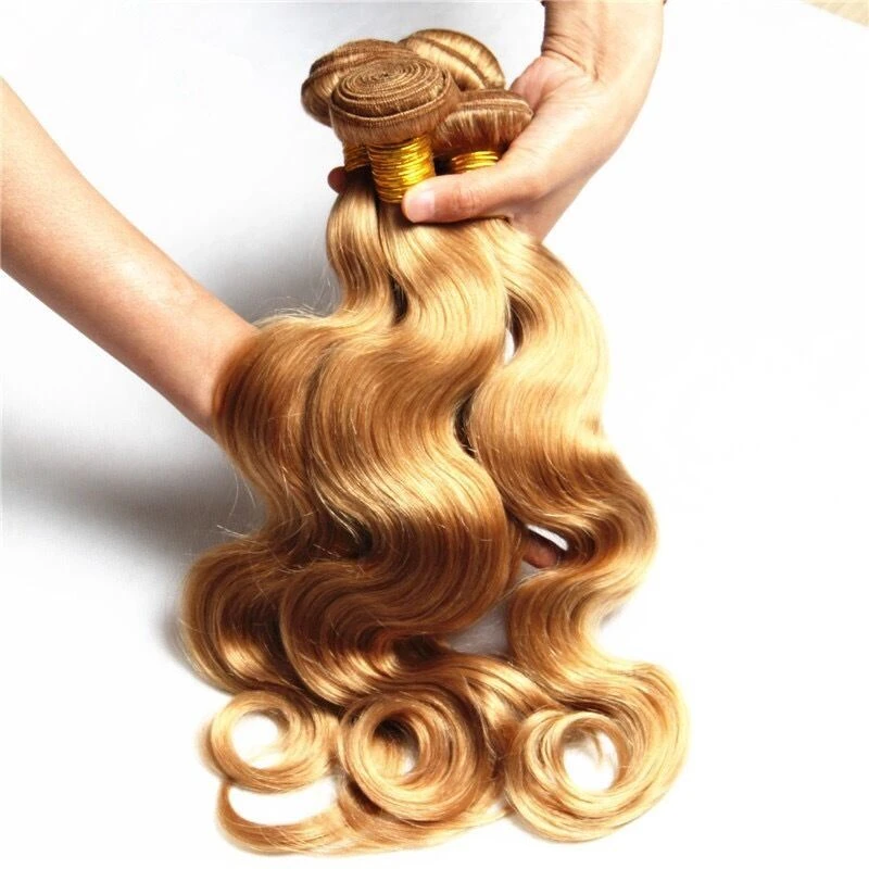 Luxury Brazilian Body Wave Honey Blonde #27 Virgin Human Hair Extensions 7A - Image 2