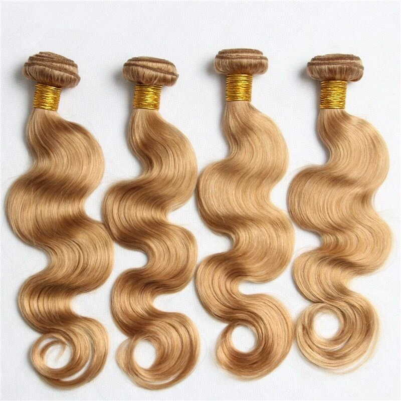 Luxury Brazilian Body Wave Honey Blonde #27 Virgin Human Hair Extensions 7A - Image 3