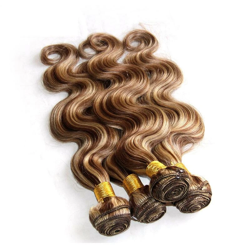 Luxury Body Wave Brazilian Brown Piano #8/613 Highlight Human Hair Extensions - Image 4