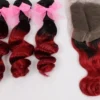 Luxury Loose Wave Peruvian Burgundy #99J Dark Roots Ombre Virgin Hair + Closure