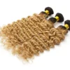 Luxury Dark Roots Brazilian Honey Blonde Deep Wave Virgin Human Hair Extensions