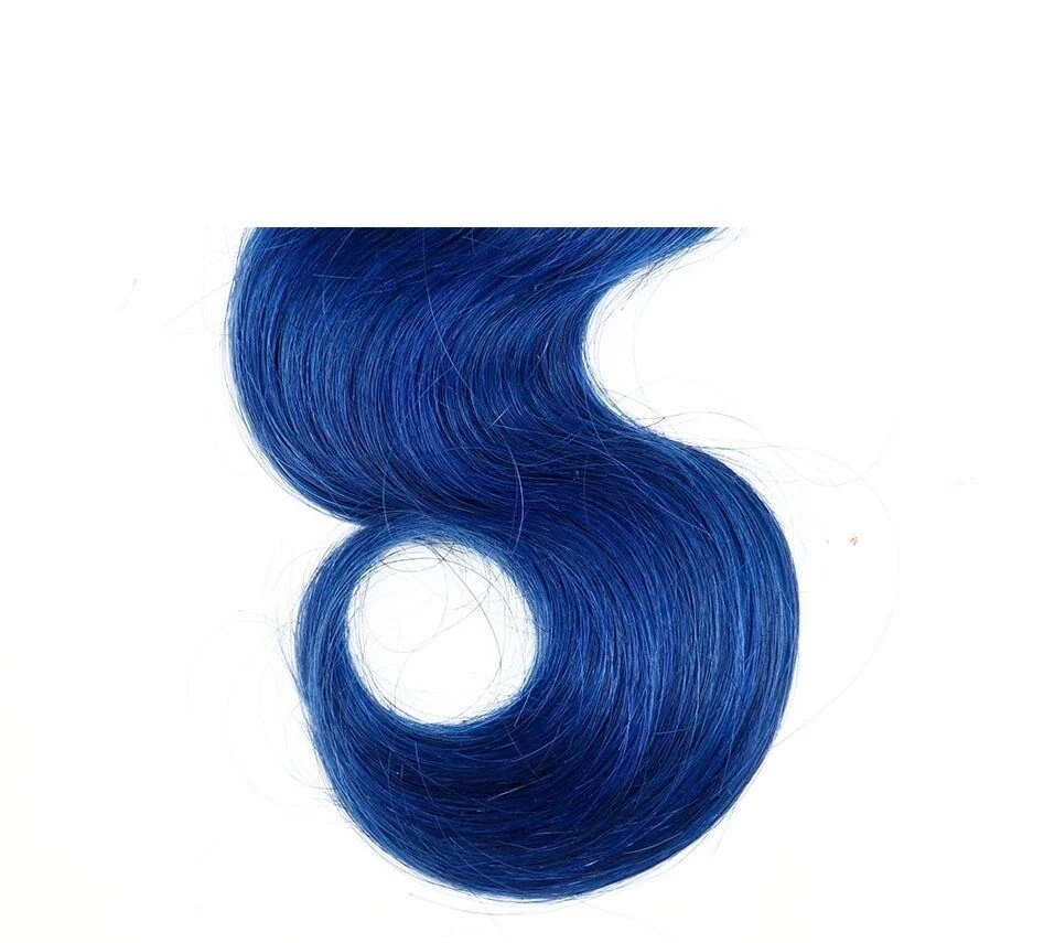 Luxury Body Wave Brazilian Blue Ombre Virgin Human Hair Weft Extensions - Image 6