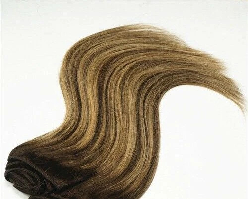 Luxury Clip In Human Hair Extensions #2/27 Balayage Remy Straight 7pcs 120g