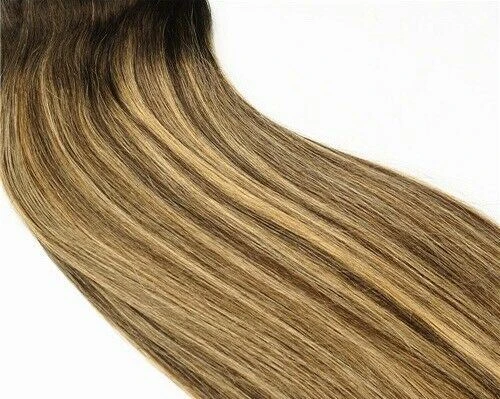 Luxury Clip In Human Hair Extensions #2/27 Balayage Remy Straight 7pcs 120g - Image 4