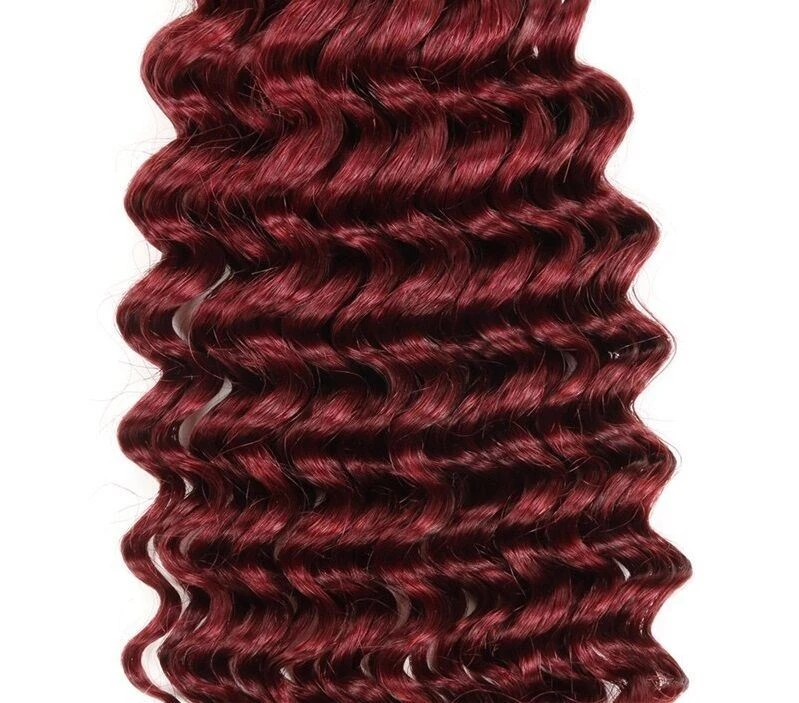 Luxury Deep Wave Peruvian Burgundy Red #99J Wavy Virgin Human Hair Extensions - Image 4