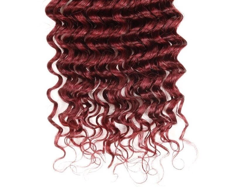 Luxury Deep Wave Peruvian Burgundy Red #99J Wavy Virgin Human Hair Extensions - Image 5