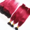 Luxury Brazilian Straight Burgundy 99J Dark Roots Hair Extensions + 13x4 Frontal