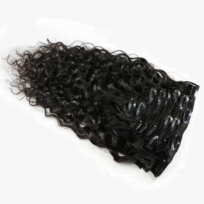 Luxury Brazilian Clip In Natural Water Wave Virgin Human Hair Extensions 120g - Image 3