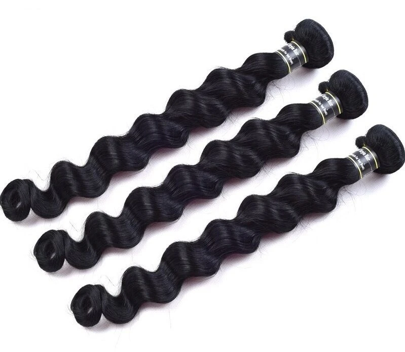 Luxury Jet Black #1 Loose Wave Brazilian Virgin Human Hair Extensions 7A Wavy - Image 2