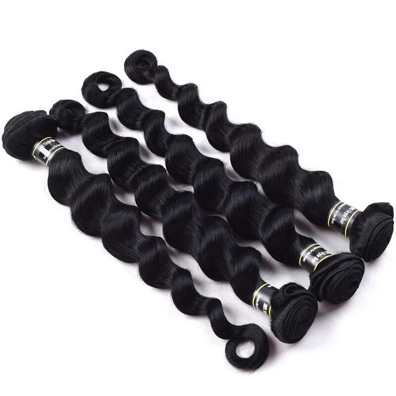 Luxury Jet Black #1 Loose Wave Brazilian Virgin Human Hair Extensions 7A Wavy - Image 3