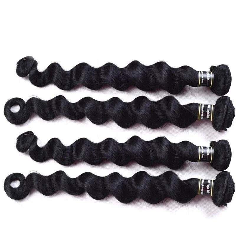 Luxury Jet Black #1 Loose Wave Brazilian Virgin Human Hair Extensions 7A Wavy - Image 4