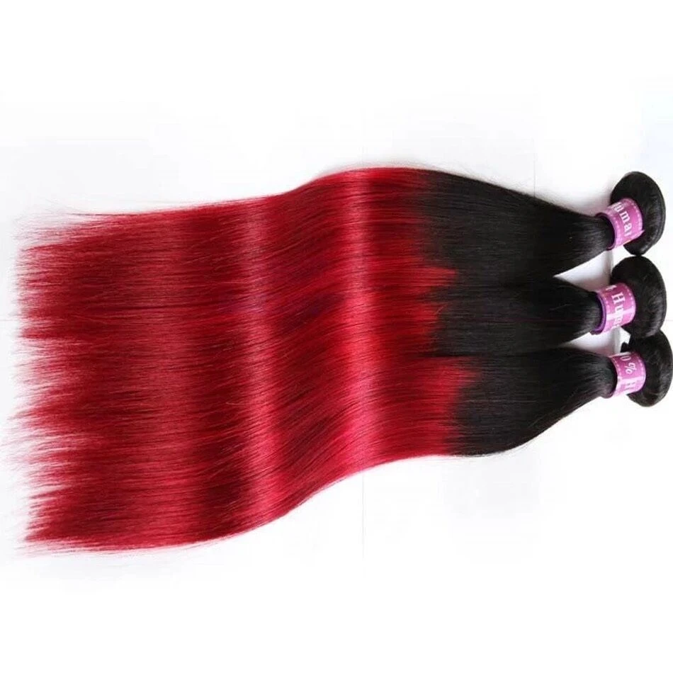 Luxury Peruvian Silky Straight Hot Red Ombre Virgin Human Hair Extensions - Image 2