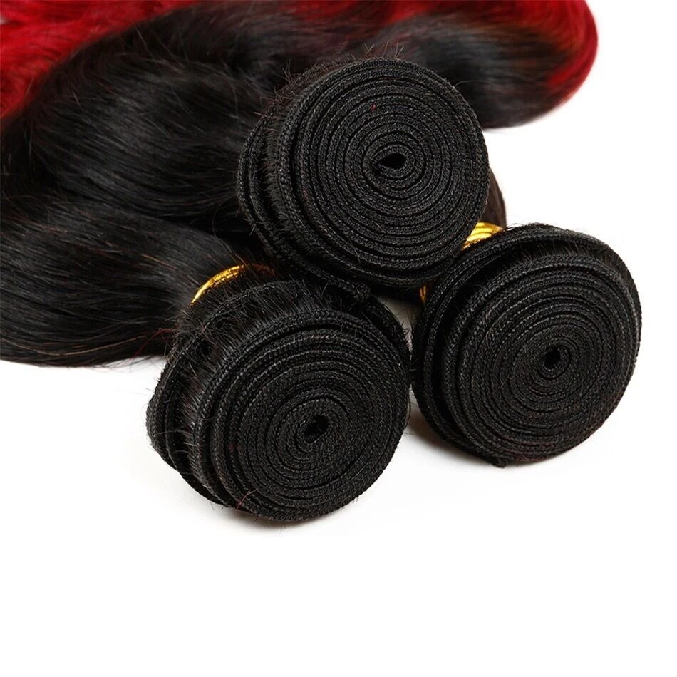 Luxury Peruvian Silky Straight Hot Red Ombre Virgin Human Hair Extensions - Image 4