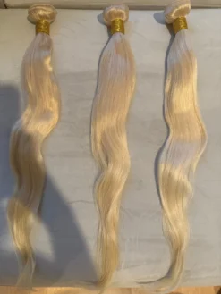 Luxury READY TO SHIP 24” 24” 24” Platinum Blonde #613 Human Hair Extensions