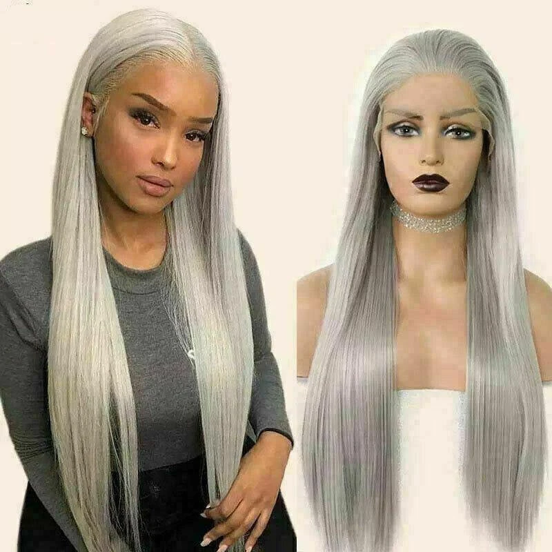 Luxury Remy Light Silver Grey Gray 100% Human Hair Swiss 13x4 Lace Front Glueless Wig Colouful U-Part Or Full Lace Upgrade Available - Image 2
