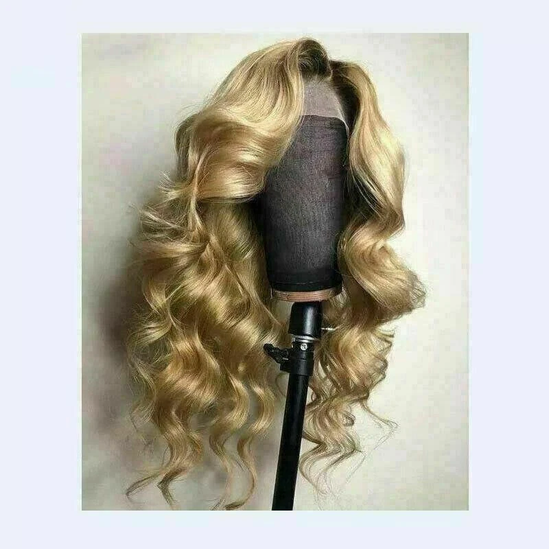 Luxury Wavy Ombre Honey #27 Golden Blonde 100% Human Hair Swiss 13x4 Lace Front Glueless Wig U-Part, 360 Or Full Lace Upgrade Available - Image 2