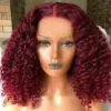 Luxury Remy Deep Curly Burgundy Red 99J 100% Human Hair Swiss 13x4 Lace Front Glueless Wig Wavy Colouful U-Part Or Full Lace Upgrade Available