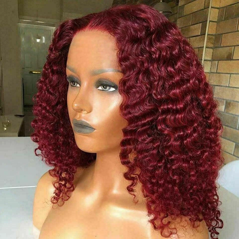 Luxury Remy Deep Curly Burgundy Red 99J 100% Human Hair Swiss 13x4 Lace Front Glueless Wig Wavy Colouful U-Part Or Full Lace Upgrade Available - Image 3