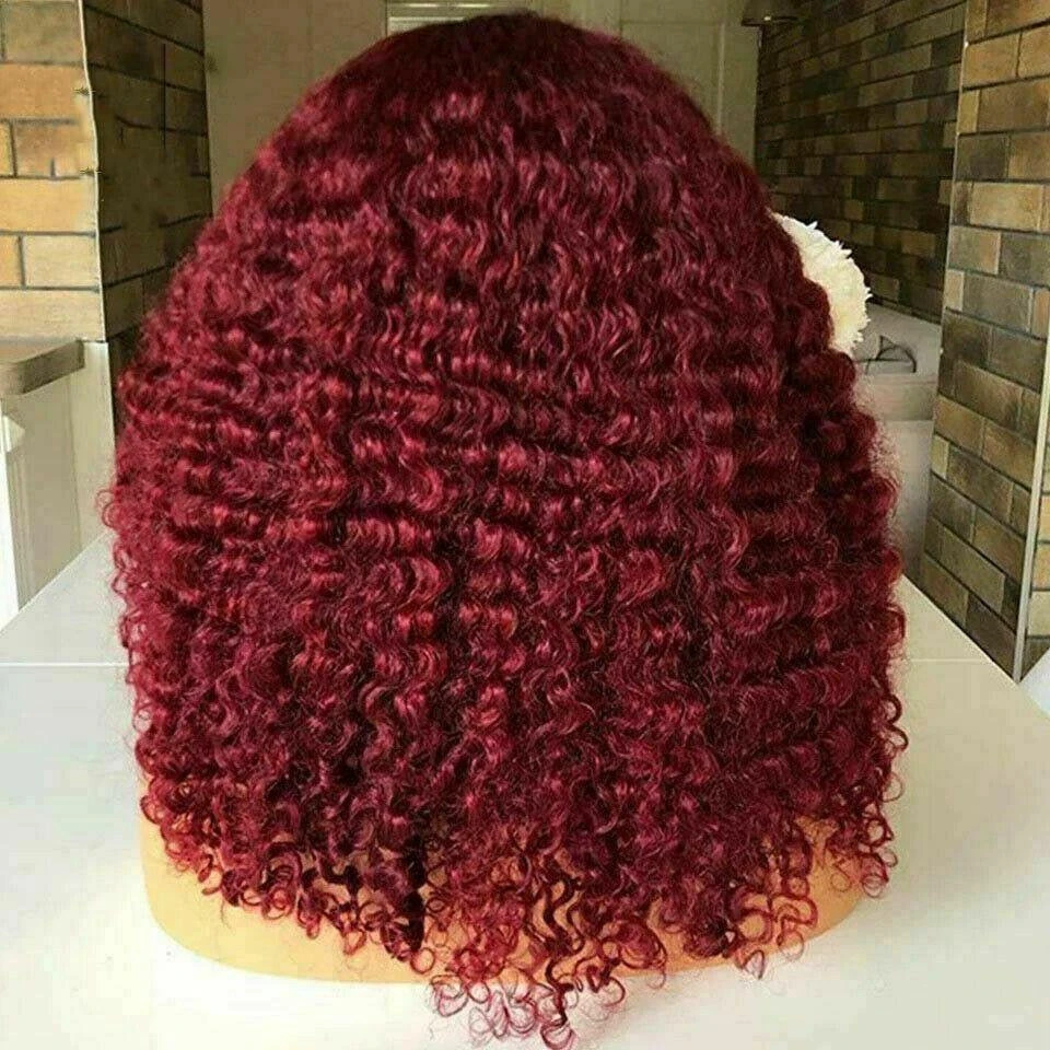 Luxury Remy Deep Curly Burgundy Red 99J 100% Human Hair Swiss 13x4 Lace Front Glueless Wig Wavy Colouful U-Part Or Full Lace Upgrade Available - Image 5