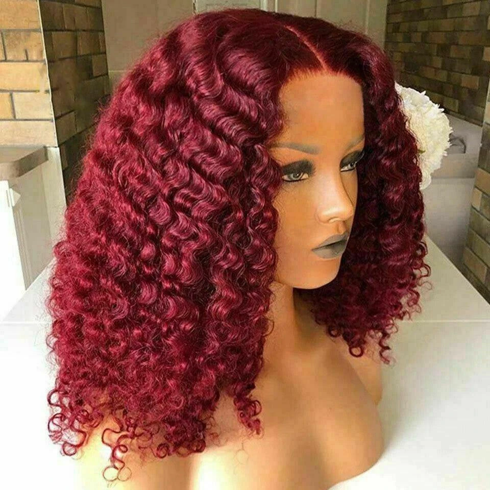 Luxury Remy Deep Curly Burgundy Red 99J 100% Human Hair Swiss 13x4 Lace Front Glueless Wig Wavy Colouful U-Part Or Full Lace Upgrade Available - Image 4