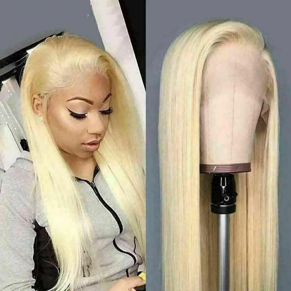 Luxury Platinum Blonde #613 Human Hair Swiss 13x4 Lace Front Glueless Wig Human Straight U-Part, 360 Or Full Lace Upgrade Available - Image 2