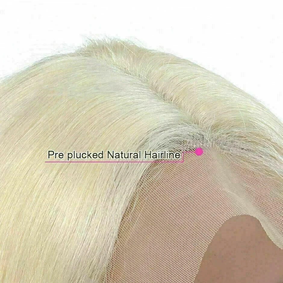 Luxury Platinum Blonde #613 Human Hair Swiss 13x4 Lace Front Glueless Wig Human Straight U-Part, 360 Or Full Lace Upgrade Available - Image 4