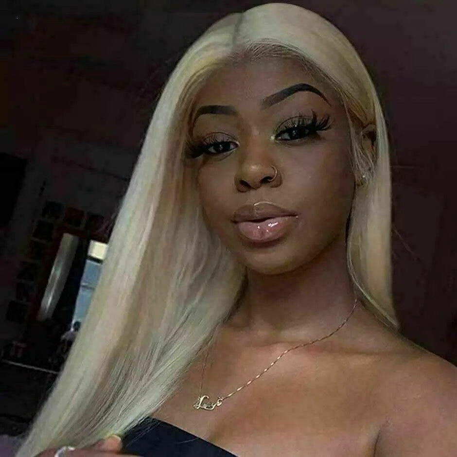 Luxury Platinum Blonde #613 Human Hair Swiss 13x4 Lace Front Glueless Wig Human Straight U-Part, 360 Or Full Lace Upgrade Available - Image 3
