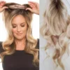Luxury Ombre Blonde Human Hair Body Wave Topper Wig For Women 8*15cm Breathable MONO PU Base With Clip In Hair Toupee Remy Hair Piece 130%