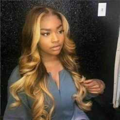 Luxury Ombre Honey Blonde 100% Human Hair Swiss 13x4 Lace Front Glueless Wig Golden Balayage Highlight U-Part, 360 Or Full Lace Upgrade Available